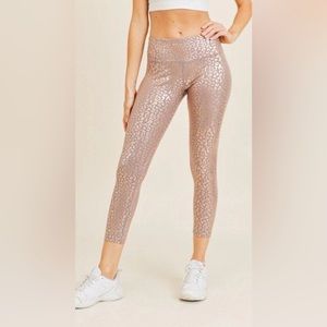Rose Gold Leopard Print Jogger Leggings (M)